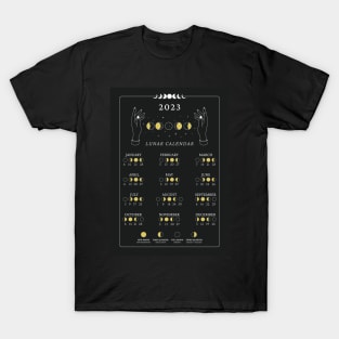 2023 Lunar Calendar, Moon Phase Calendar T-Shirt